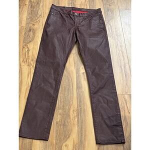 Rock & Republic Berlin Womens 12M Faux Leather Straight Leg Pants Wine/ Bergundy
